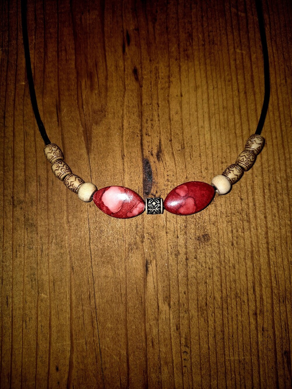 *NEW* Boho- Handmade Tribal Style Beaded Necklace with Leather Cord